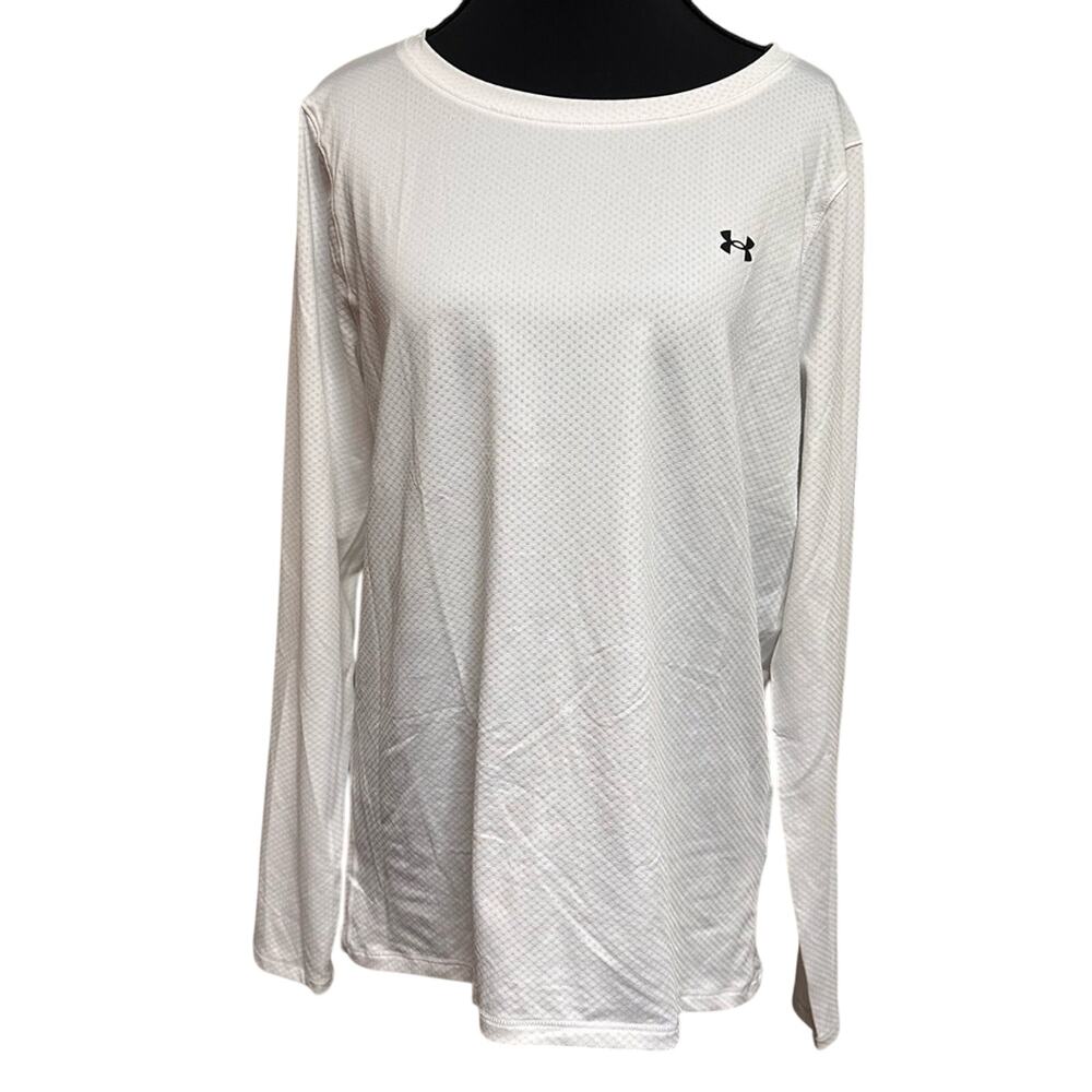 Under Armour Heat Gear Mesh Long Sleeve White Breathable Base Layer Women's L